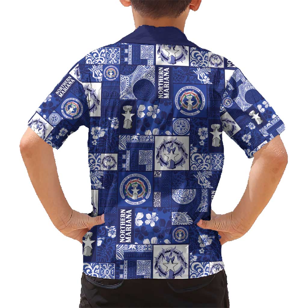 Northern Mariana Islands Magof Nochebuena Kid Hawaiian Shirt Pacific Patchwork Xmas Vibes - Polynesian Pride