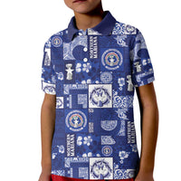 Northern Mariana Islands Magof Nochebuena Kid Polo Shirt Pacific Patchwork Xmas Vibes - Polynesian Pride
