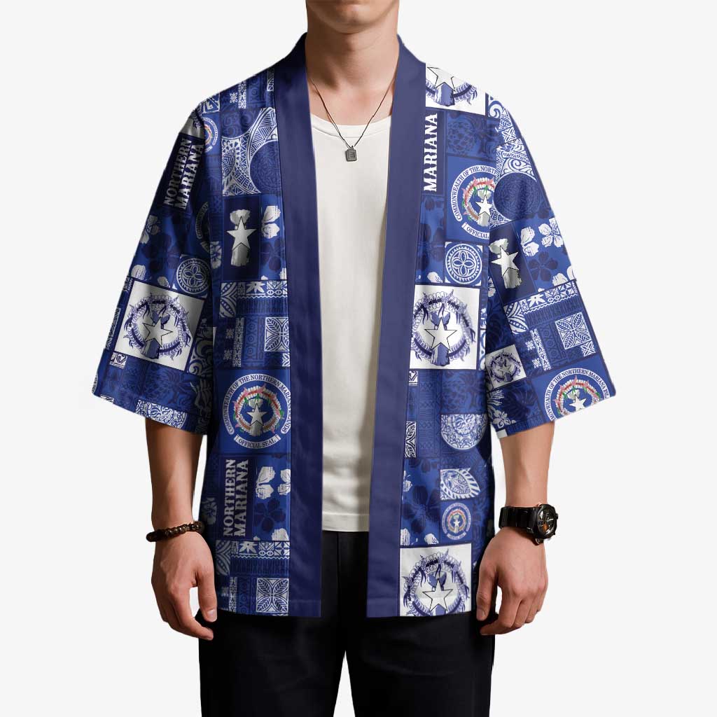 Northern Mariana Islands Magof Nochebuena Kimono Pacific Patchwork Xmas Vibes - Polynesian Pride