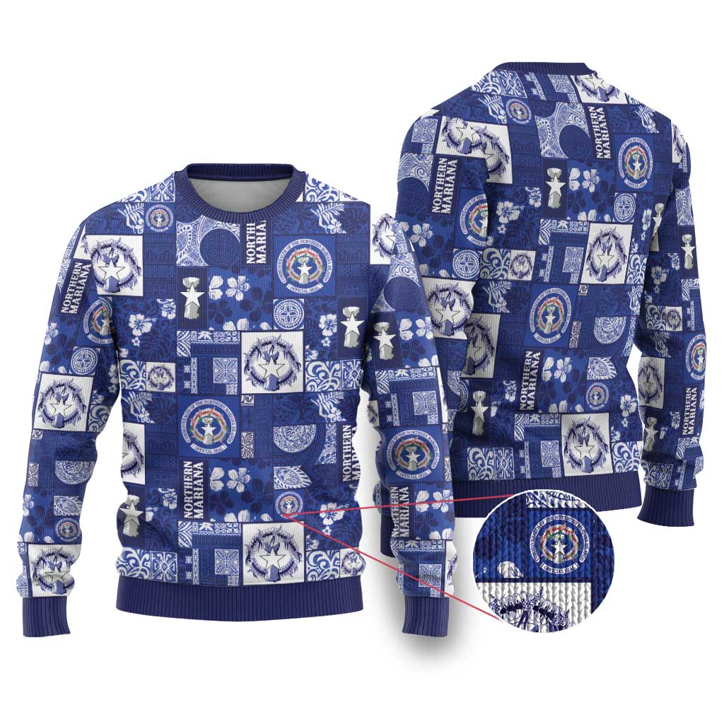 Northern Mariana Islands Magof Nochebuena Ugly Christmas Sweater Pacific Patchwork Xmas Vibes - Polynesian Pride