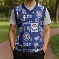 Northern Mariana Islands Magof Nochebuena Christmas Knitted V-Neck Vest Pacific Patchwork Xmas Vibes - Polynesian Pride