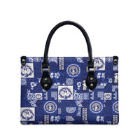 Northern Mariana Islands Magof Nochebuena Leather Bag Pacific Patchwork Xmas Vibes - Polynesian Pride