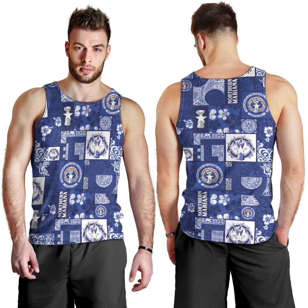 Northern Mariana Islands Magof Nochebuena Men Tank Top Pacific Patchwork Xmas Vibes - Polynesian Pride