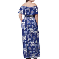 Northern Mariana Islands Magof Nochebuena Off Shoulder Maxi Dress Pacific Patchwork Xmas Vibes - Polynesian Pride