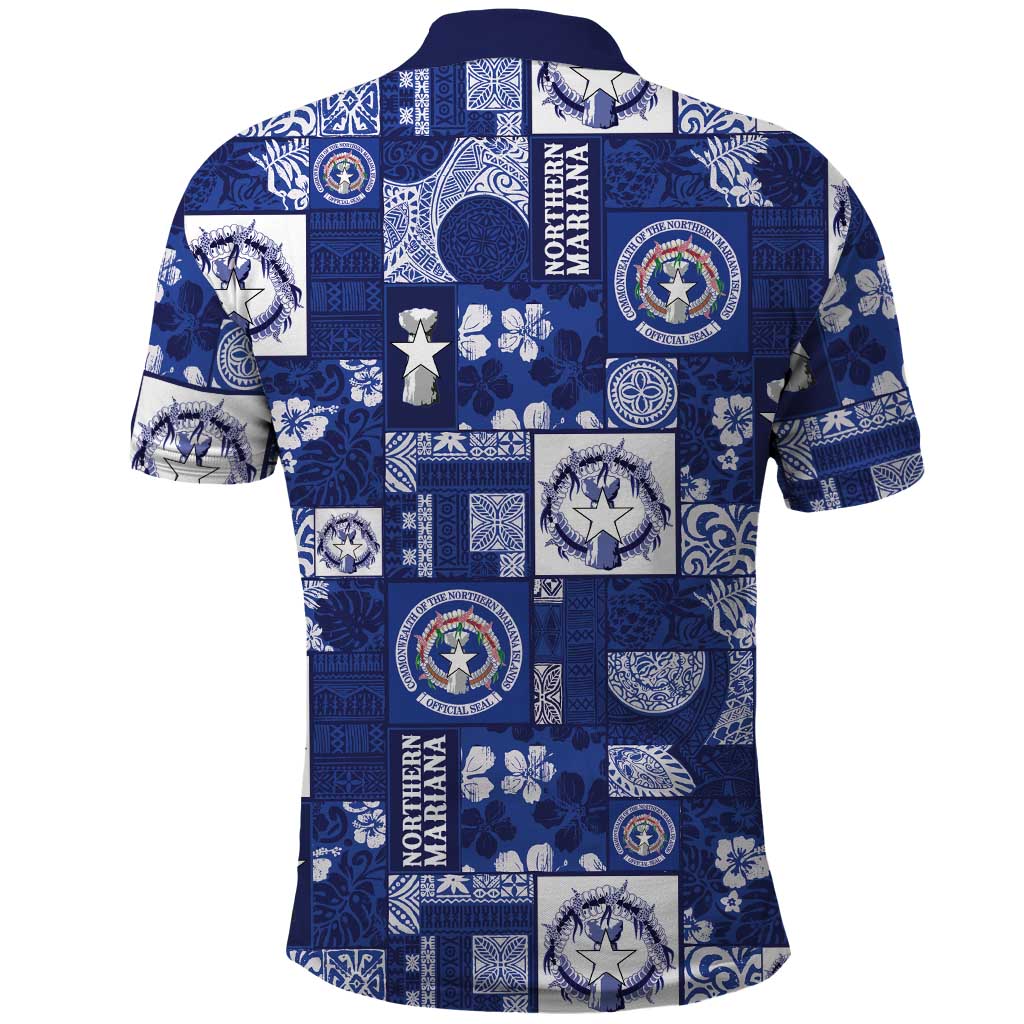 Northern Mariana Islands Magof Nochebuena Polo Shirt Pacific Patchwork Xmas Vibes - Polynesian Pride