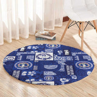 Northern Mariana Islands Magof Nochebuena Round Carpet Pacific Patchwork Xmas Vibes - Polynesian Pride