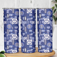 Northern Mariana Islands Magof Nochebuena Skinny Tumbler Pacific Patchwork Xmas Vibes - Polynesian Pride