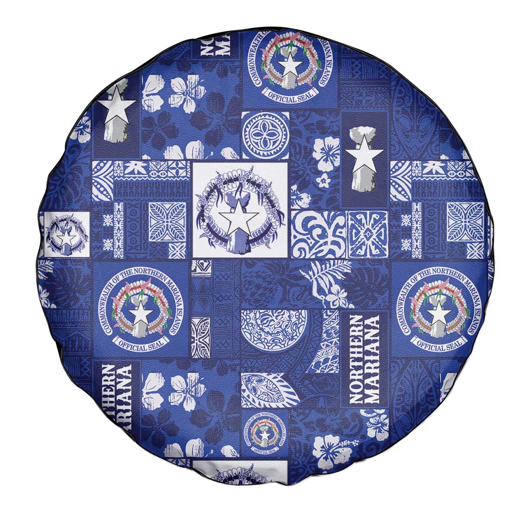 Northern Mariana Islands Magof Nochebuena Spare Tire Cover Pacific Patchwork Xmas Vibes - Polynesian Pride
