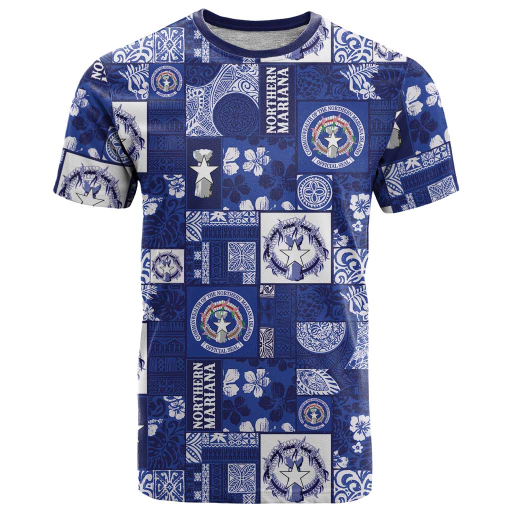 Northern Mariana Islands Magof Nochebuena T Shirt Pacific Patchwork Xmas Vibes - Polynesian Pride