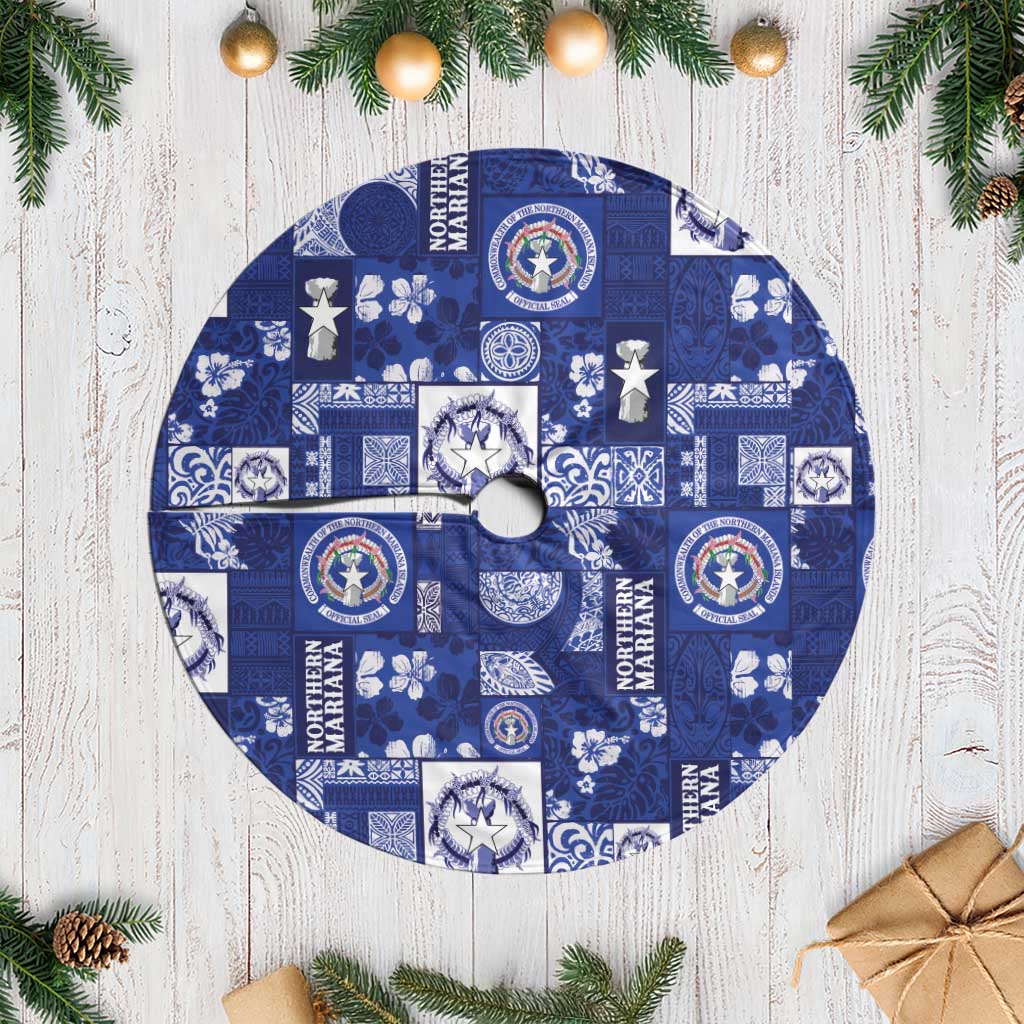 Northern Mariana Islands Magof Nochebuena Tree Skirt Pacific Patchwork Xmas Vibes - Polynesian Pride