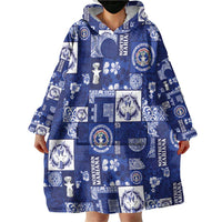Northern Mariana Islands Magof Nochebuena Wearable Blanket Hoodie Pacific Patchwork Xmas Vibes - Polynesian Pride