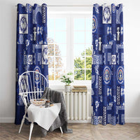 Northern Mariana Islands Magof Nochebuena Window Curtain Pacific Patchwork Xmas Vibes - Polynesian Pride