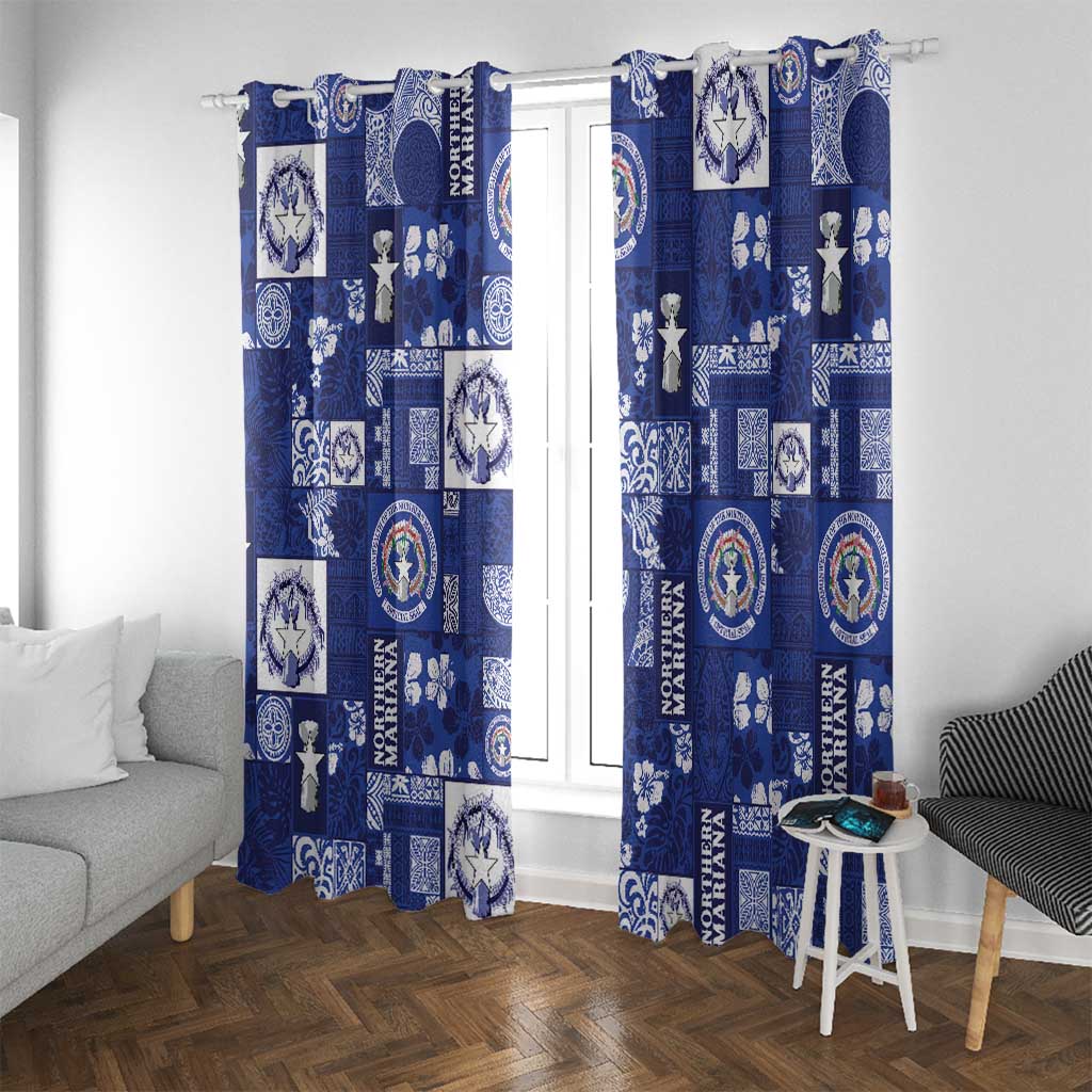 Northern Mariana Islands Magof Nochebuena Window Curtain Pacific Patchwork Xmas Vibes - Polynesian Pride