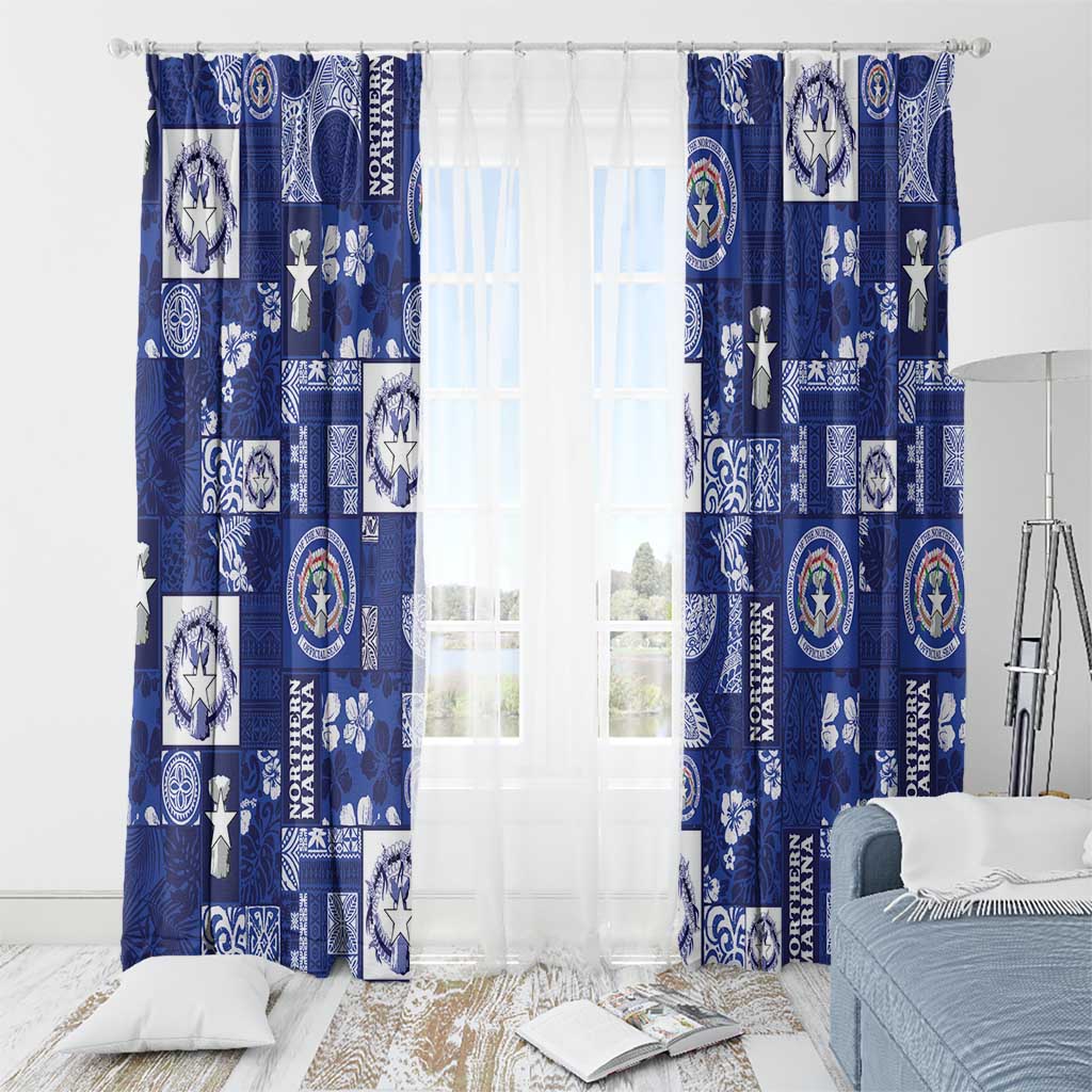 Northern Mariana Islands Magof Nochebuena Window Curtain Pacific Patchwork Xmas Vibes - Polynesian Pride