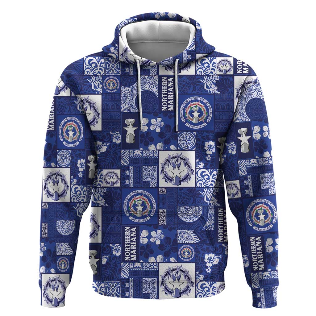 Northern Mariana Islands Magof Nochebuena Zip Hoodie Pacific Patchwork Xmas Vibes - Polynesian Pride
