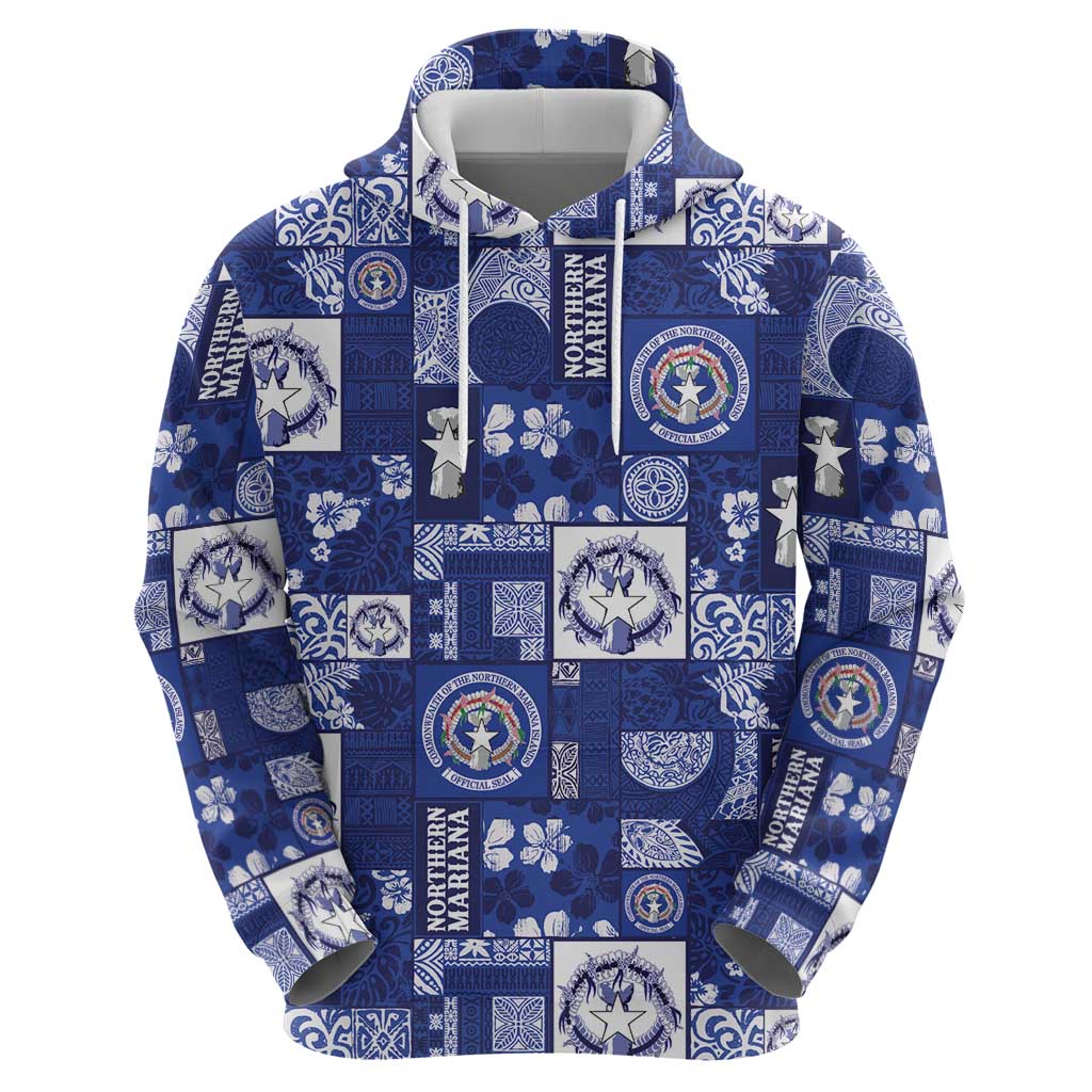 Northern Mariana Islands Magof Nochebuena Zip Hoodie Pacific Patchwork Xmas Vibes - Polynesian Pride