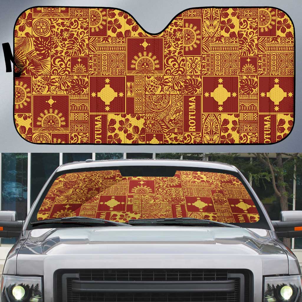 Rotuma Faiakse'ea 'e Kirisimasi Auto Sun Shade Pacific Patchwork Xmas Vibes - Polynesian Pride