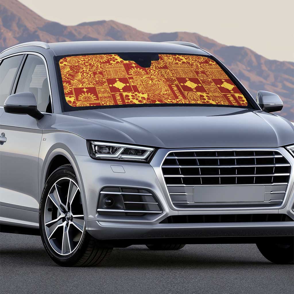 Rotuma Faiakse'ea 'e Kirisimasi Auto Sun Shade Pacific Patchwork Xmas Vibes - Polynesian Pride