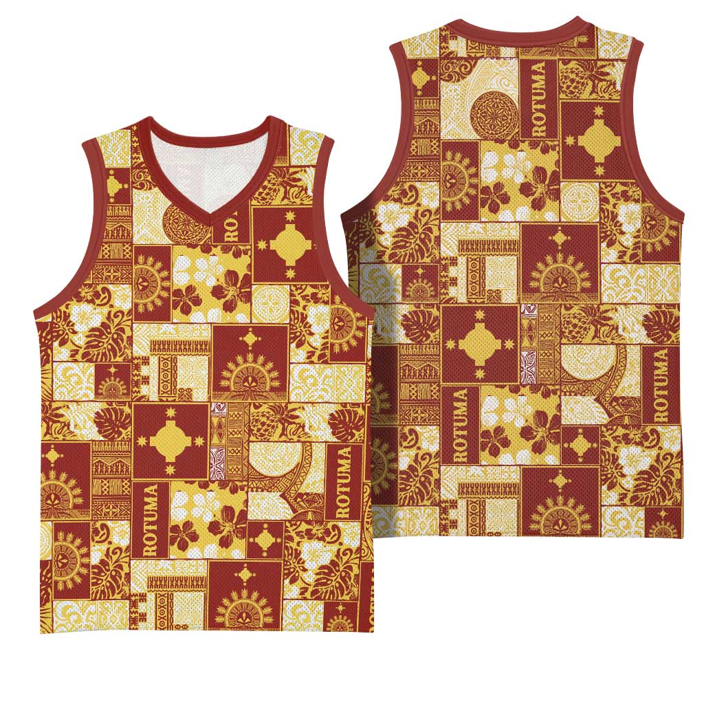 Rotuma Faiakse'ea 'e Kirisimasi Basketball Jersey Pacific Patchwork Xmas Vibes - Polynesian Pride