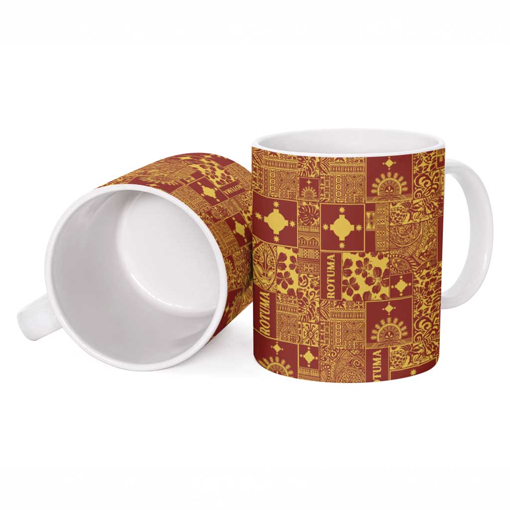 Rotuma Faiakse'ea 'e Kirisimasi Ceramic Mug Pacific Patchwork Xmas Vibes - Polynesian Pride