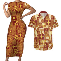 Rotuma Faiakse'ea 'e Kirisimasi Couples Matching Short Sleeve Bodycon Dress and Hawaiian Shirt Pacific Patchwork Xmas Vibes - Polynesian Pride