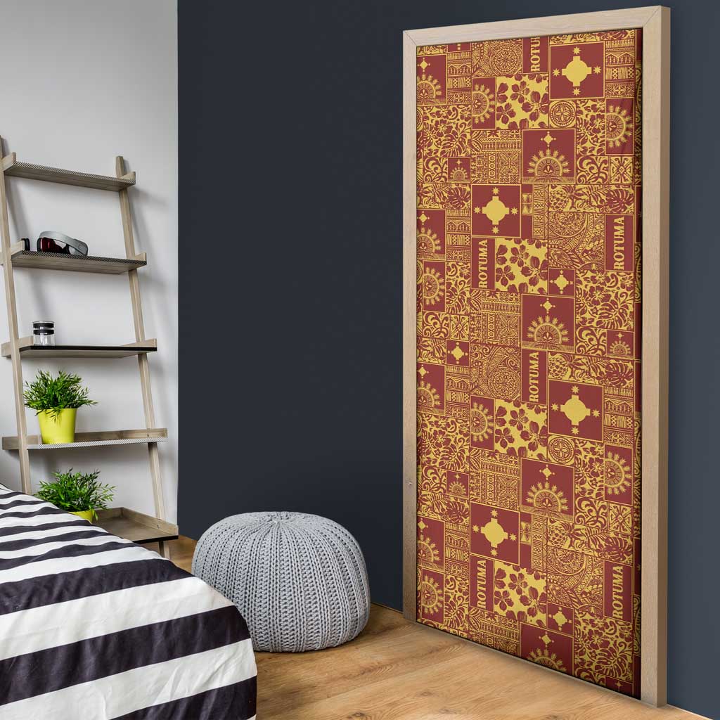 Rotuma Faiakse'ea 'e Kirisimasi Door Cover Pacific Patchwork Xmas Vibes - Polynesian Pride