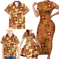 Rotuma Faiakse'ea 'e Kirisimasi Family Matching Short Sleeve Bodycon Dress and Hawaiian Shirt Pacific Patchwork Xmas Vibes - Polynesian Pride