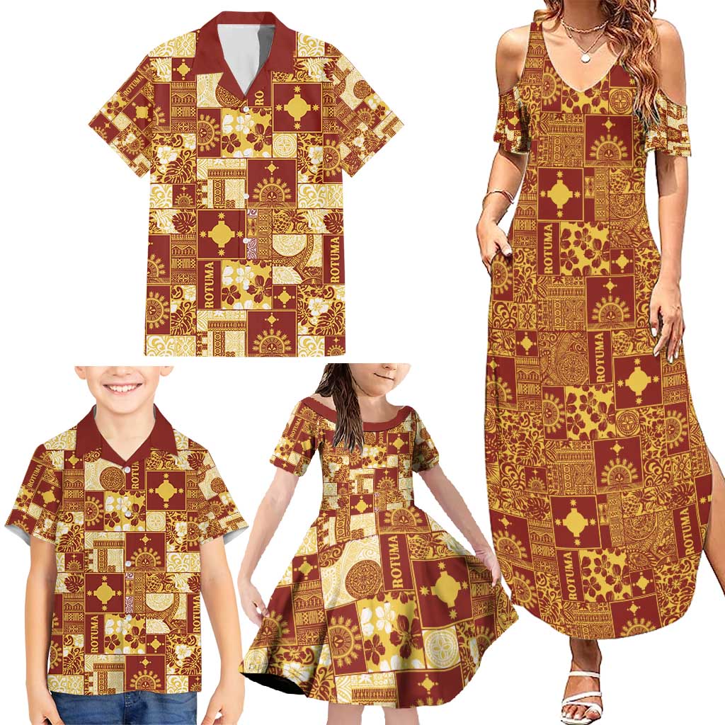 Rotuma Faiakse'ea 'e Kirisimasi Family Matching Summer Maxi Dress and Hawaiian Shirt Pacific Patchwork Xmas Vibes - Polynesian Pride
