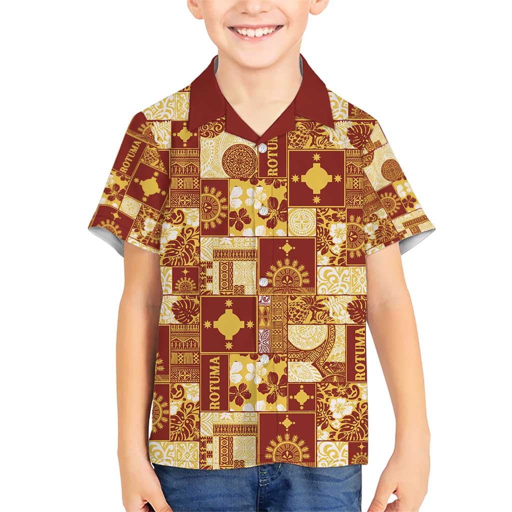 Rotuma Faiakse'ea 'e Kirisimasi Kid Hawaiian Shirt Pacific Patchwork Xmas Vibes - Polynesian Pride