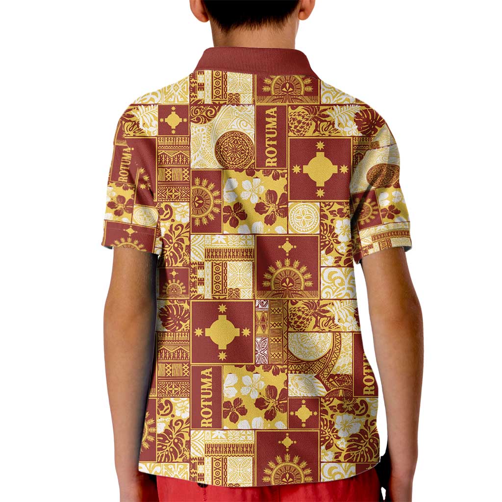 Rotuma Faiakse'ea 'e Kirisimasi Kid Polo Shirt Pacific Patchwork Xmas Vibes - Polynesian Pride