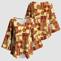 Rotuma Faiakse'ea 'e Kirisimasi Kimono Sleeve Blouse Pacific Patchwork Xmas Vibes - Polynesian Pride