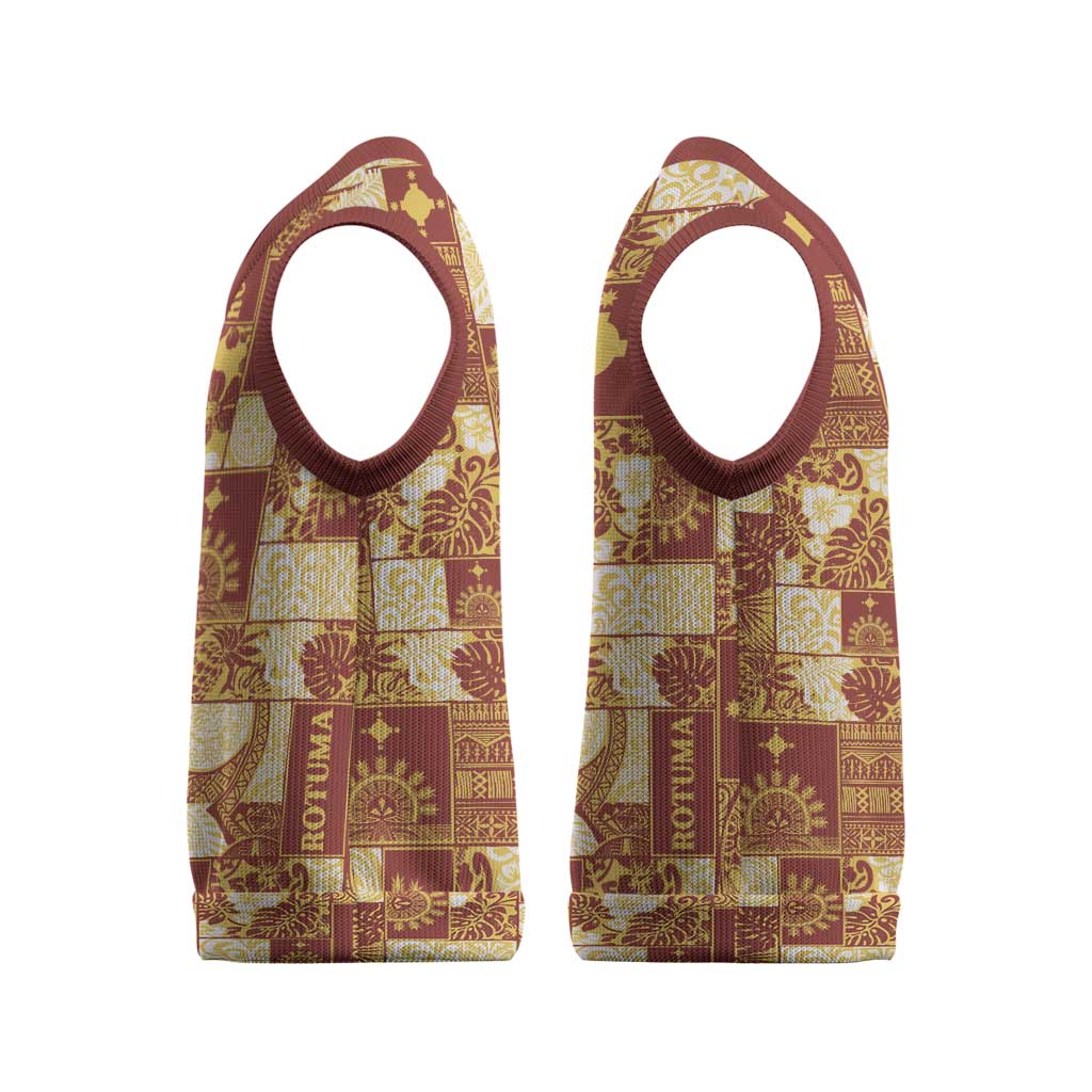 Rotuma Faiakse'ea 'e Kirisimasi Christmas Knitted V-Neck Vest Pacific Patchwork Xmas Vibes - Polynesian Pride