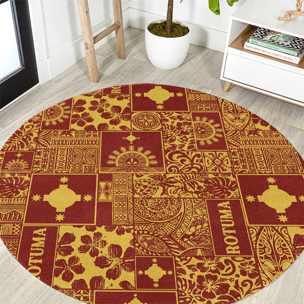 Rotuma Faiakse'ea 'e Kirisimasi Round Carpet Pacific Patchwork Xmas Vibes - Polynesian Pride