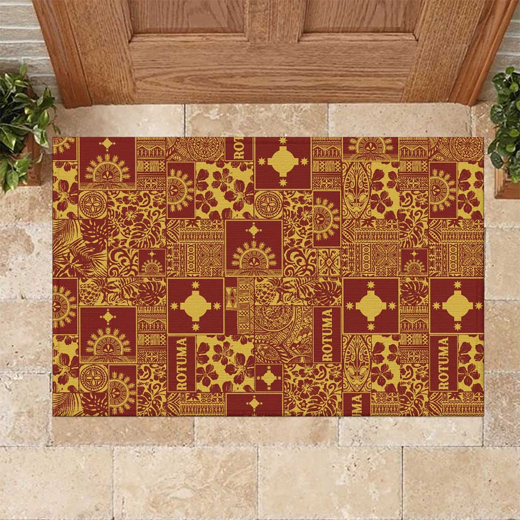 Rotuma Faiakse'ea 'e Kirisimasi Rubber Doormat Pacific Patchwork Xmas Vibes - Polynesian Pride