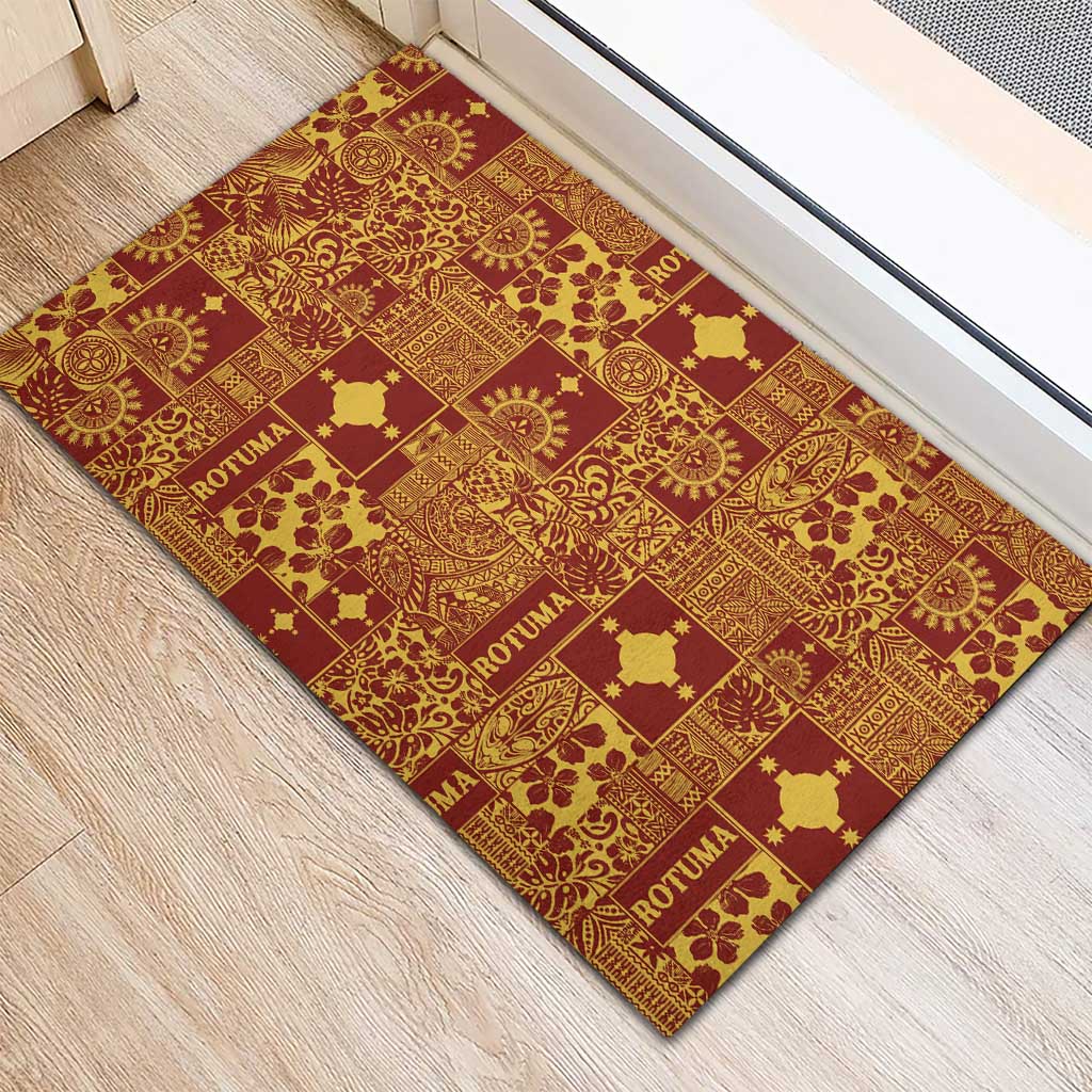 Rotuma Faiakse'ea 'e Kirisimasi Rubber Doormat Pacific Patchwork Xmas Vibes - Polynesian Pride