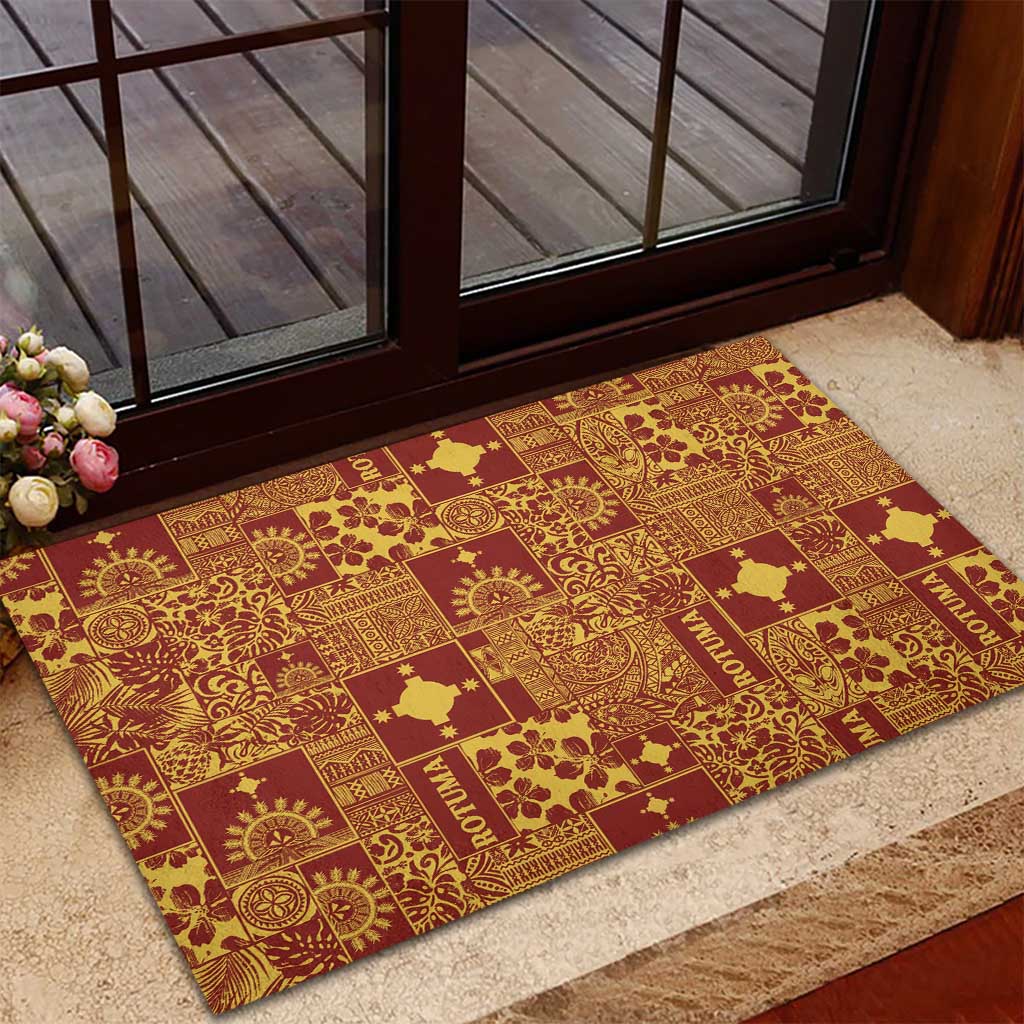 Rotuma Faiakse'ea 'e Kirisimasi Rubber Doormat Pacific Patchwork Xmas Vibes - Polynesian Pride