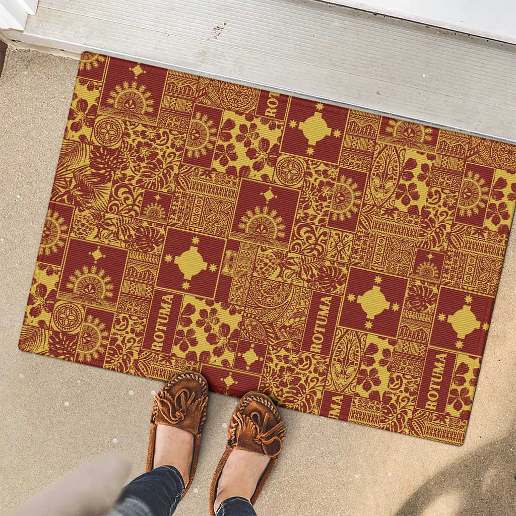Rotuma Faiakse'ea 'e Kirisimasi Rubber Doormat Pacific Patchwork Xmas Vibes - Polynesian Pride