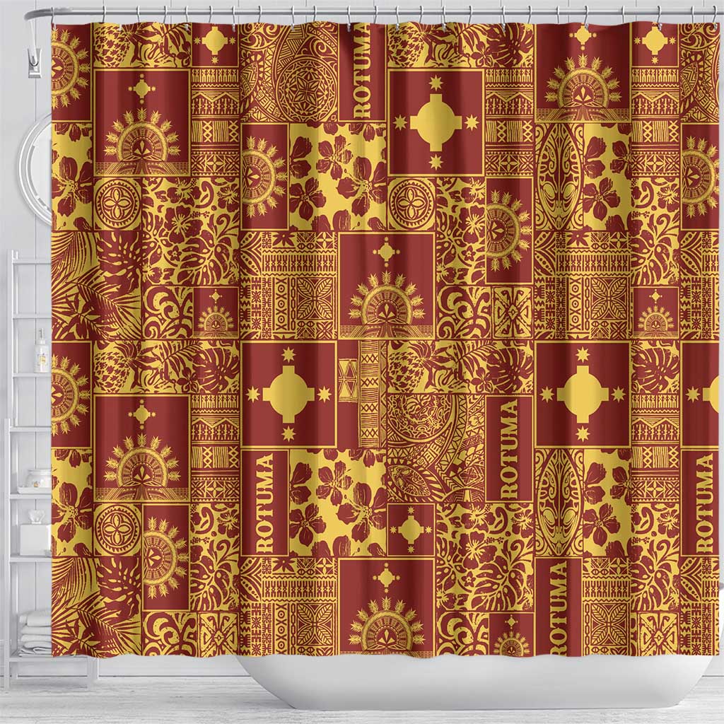 Rotuma Faiakse'ea 'e Kirisimasi Shower Curtain Pacific Patchwork Xmas Vibes - Polynesian Pride