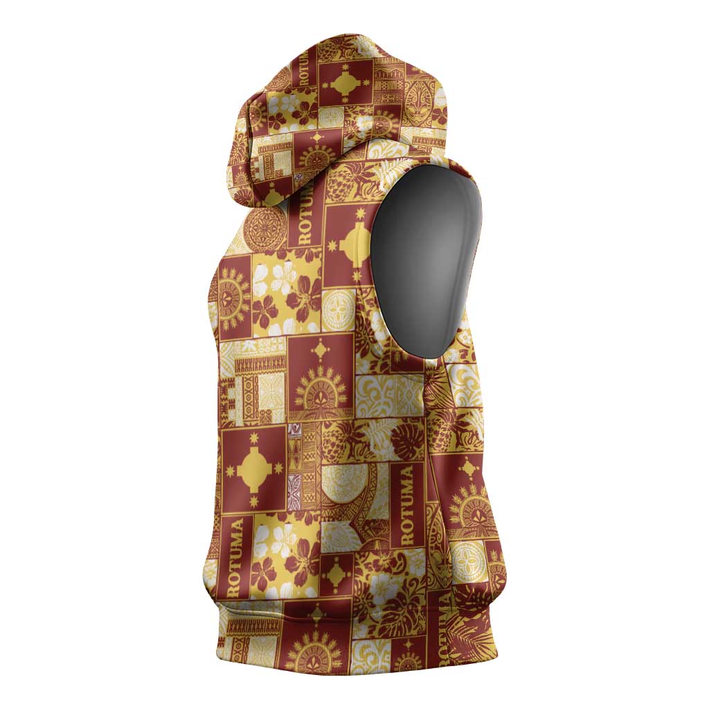 Rotuma Faiakse'ea 'e Kirisimasi Sleeveless Hoodie Pacific Patchwork Xmas Vibes - Polynesian Pride