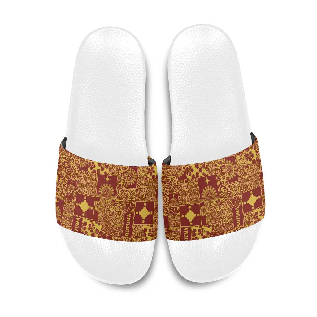 Rotuma Faiakse'ea 'e Kirisimasi Slide Sandals Pacific Patchwork Xmas Vibes - Polynesian Pride