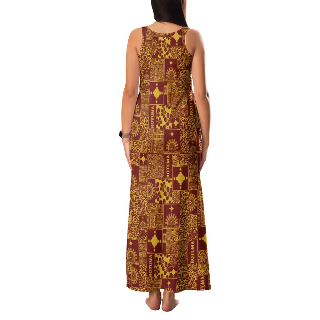 Rotuma Faiakse'ea 'e Kirisimasi Tank Maxi Dress Pacific Patchwork Xmas Vibes - Polynesian Pride