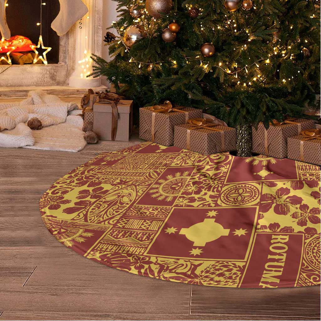Rotuma Faiakse'ea 'e Kirisimasi Tree Skirt Pacific Patchwork Xmas Vibes - Polynesian Pride