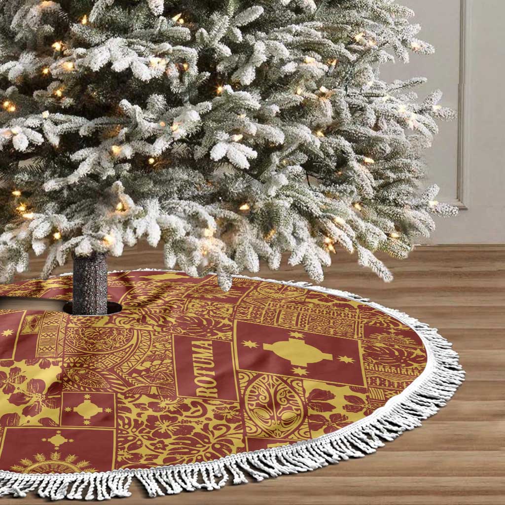 Rotuma Faiakse'ea 'e Kirisimasi Tree Skirt Pacific Patchwork Xmas Vibes - Polynesian Pride
