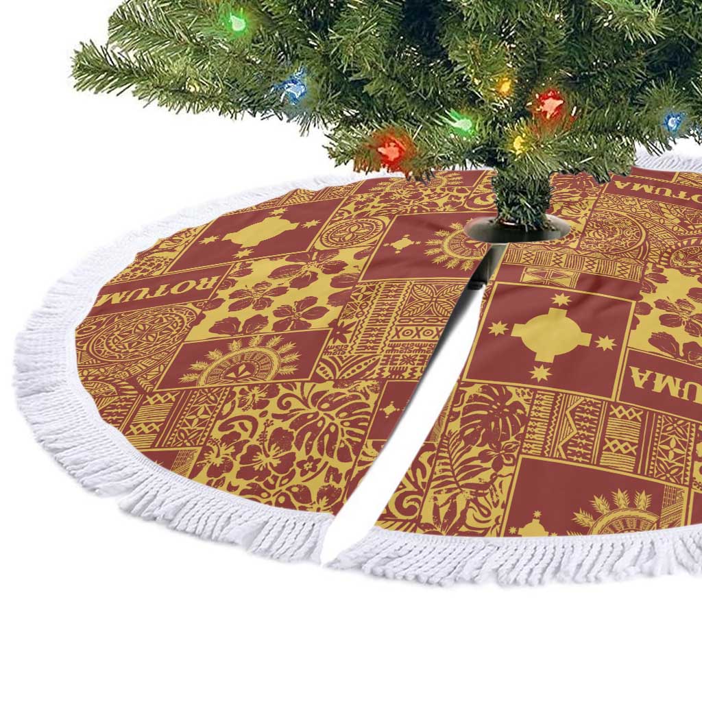 Rotuma Faiakse'ea 'e Kirisimasi Tree Skirt Pacific Patchwork Xmas Vibes - Polynesian Pride