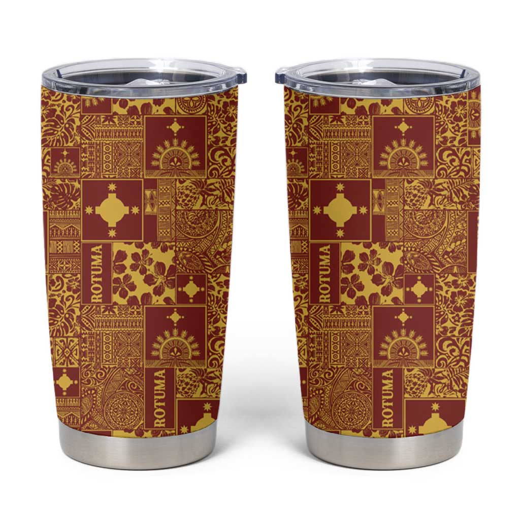 Rotuma Faiakse'ea 'e Kirisimasi Tumbler Cup Pacific Patchwork Xmas Vibes - Polynesian Pride