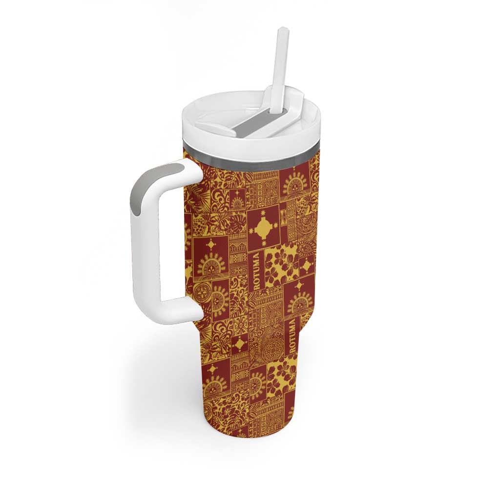 Rotuma Faiakse'ea 'e Kirisimasi Tumbler With Handle Pacific Patchwork Xmas Vibes - Polynesian Pride