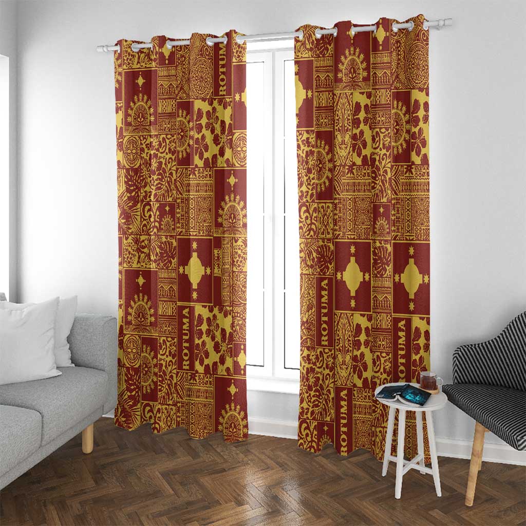 Rotuma Faiakse'ea 'e Kirisimasi Window Curtain Pacific Patchwork Xmas Vibes - Polynesian Pride