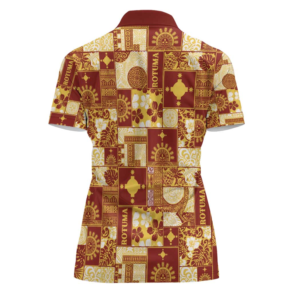 Rotuma Faiakse'ea 'e Kirisimasi Women Polo Shirt Pacific Patchwork Xmas Vibes - Polynesian Pride