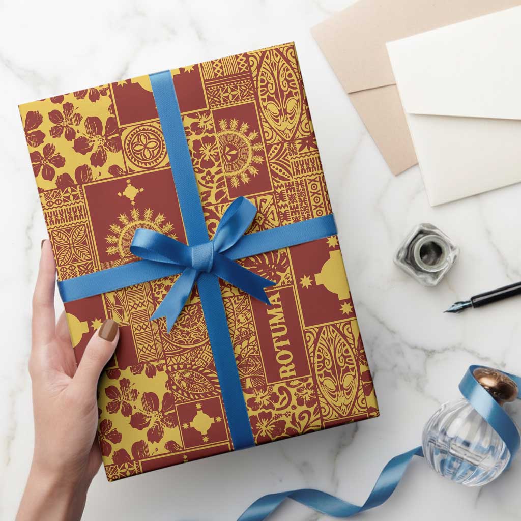 Rotuma Faiakse'ea 'e Kirisimasi Wrapping Paper Pacific Patchwork Xmas Vibes - Polynesian Pride