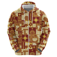 Rotuma Faiakse'ea 'e Kirisimasi Zip Hoodie Pacific Patchwork Xmas Vibes - Polynesian Pride